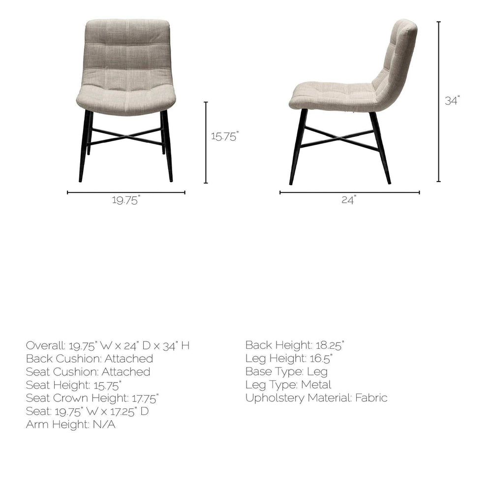 Set Of Two White And Black Upholstered Fabric Open Back Side Chairs - Homeroots - Flyclothing LLC