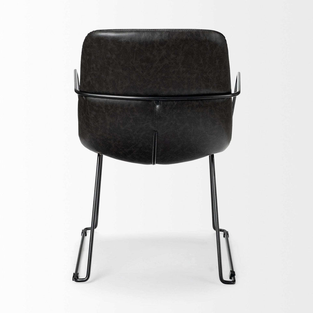 Black Upholstered Faux Leather Dining Arm Chair - Homeroots - Flyclothing LLC