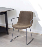 Brown And Black Upholstered Faux Leather Dining Arm Chair - Homeroots - Flyclothing LLC