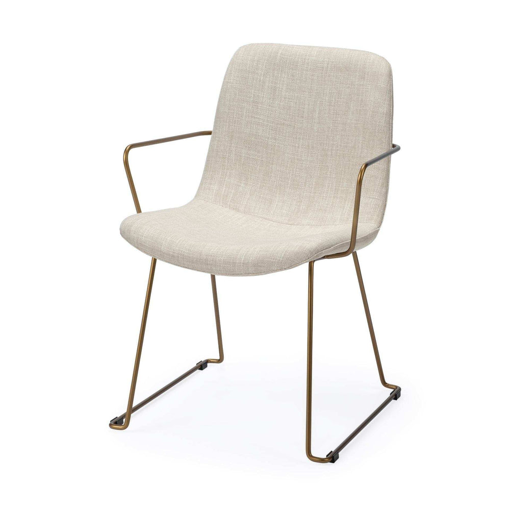Cream And Gold Upholstered Fabric Dining Arm Chair - Homeroots - Flyclothing LLC