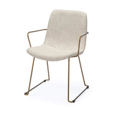 Cream And Gold Upholstered Fabric Dining Arm Chair - Homeroots - Flyclothing LLC