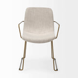 Cream And Gold Upholstered Fabric Dining Arm Chair - Homeroots - Flyclothing LLC