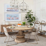 Cream And Gold Upholstered Fabric Dining Arm Chair - Homeroots - Flyclothing LLC