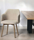 Cream And Brown Upholstered Fabric Dining Arm Chair - Homeroots - Flyclothing LLC