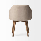 Cream And Brown Upholstered Fabric Dining Arm Chair - Homeroots - Flyclothing LLC