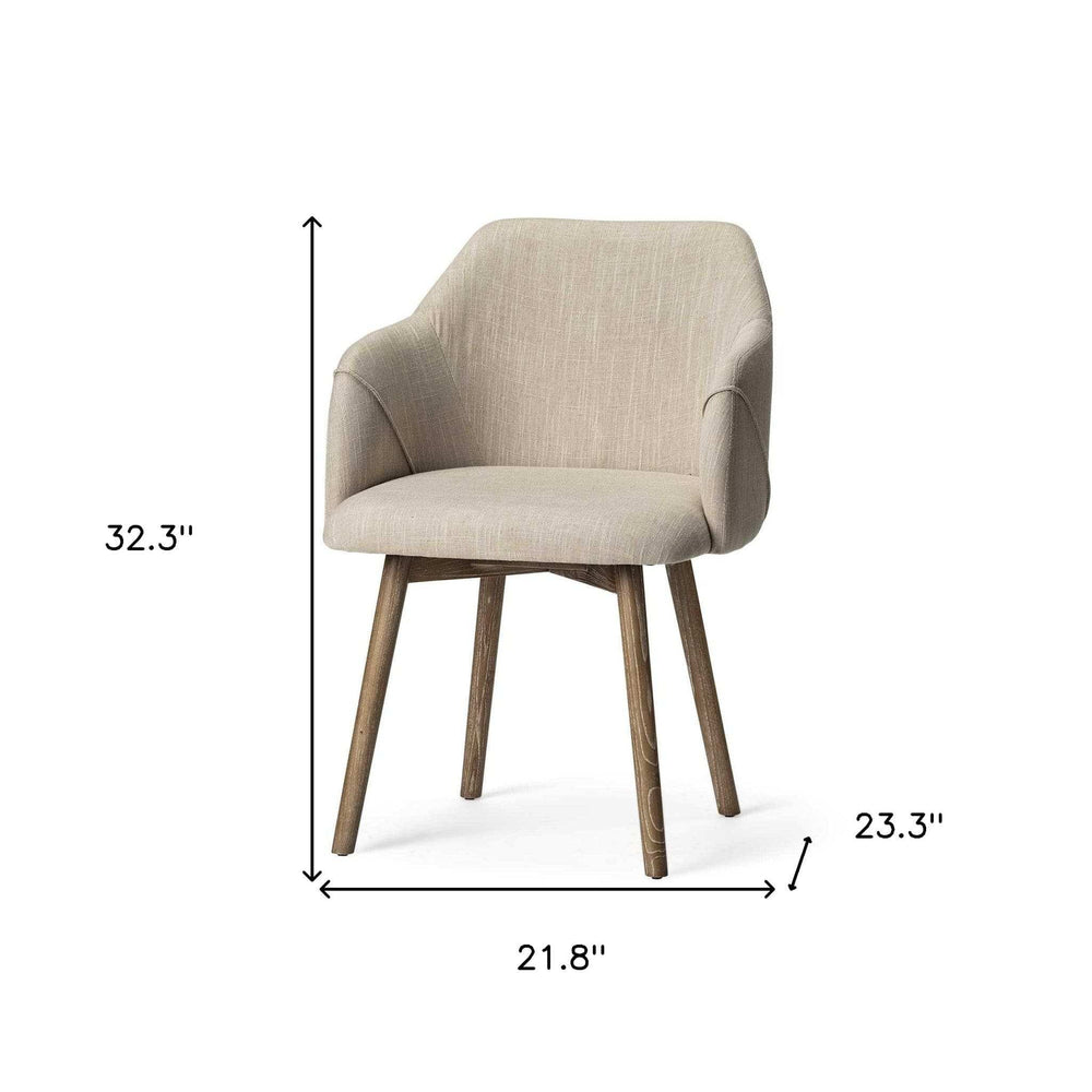 Cream And Brown Upholstered Fabric Dining Arm Chair - Homeroots - Flyclothing LLC