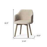 Cream And Brown Upholstered Fabric Dining Arm Chair - Homeroots - Flyclothing LLC