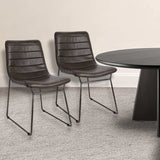 Set Of Two Black Upholstered Faux leather Side Chairs - Homeroots - Flyclothing LLC