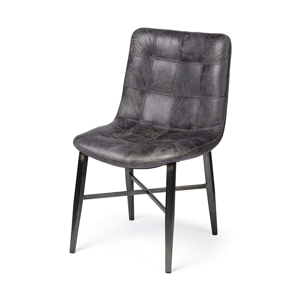 Black Upholstered Leather Dining Side Chair - Homeroots - Flyclothing LLC