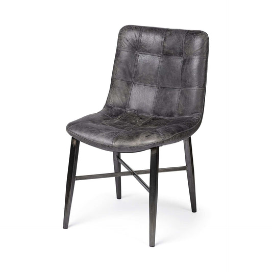 Black Upholstered Leather Dining Side Chair - Homeroots - Flyclothing LLC