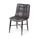 Black Upholstered Leather Dining Side Chair - Homeroots - Flyclothing LLC