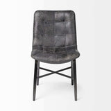 Black Upholstered Leather Dining Side Chair - Homeroots - Flyclothing LLC