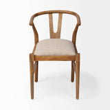 Beige And Brown Upholstered Fabric Wishbone Back - Homeroots - Flyclothing LLC