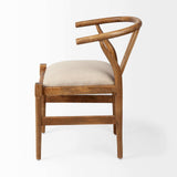 Beige And Brown Upholstered Fabric Wishbone Back - Homeroots - Flyclothing LLC