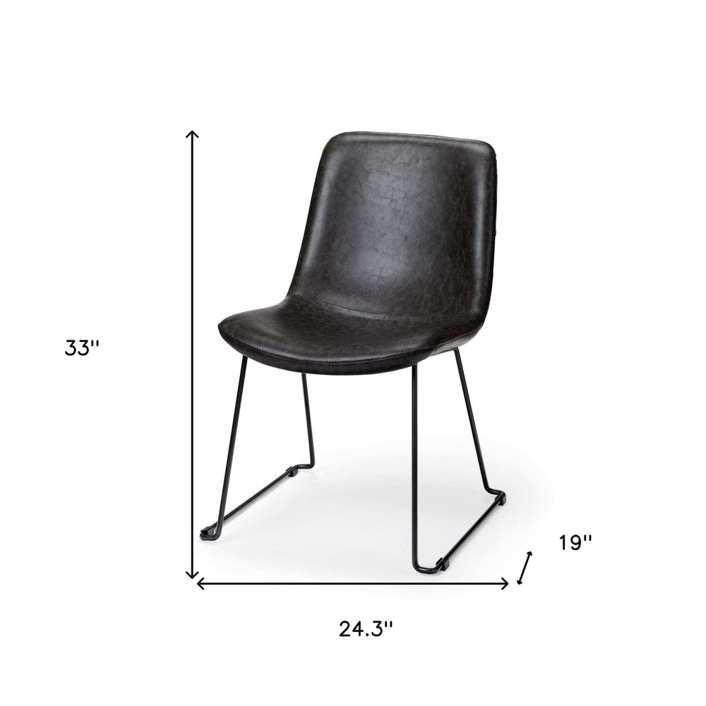 Set Of Two Black Upholstered Faux leather Side Chairs - Homeroots - Flyclothing LLC