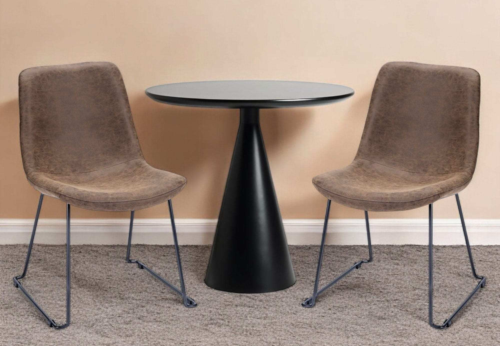 Brown And Black Upholstered Faux Leather Dining Side Chair - Homeroots - Flyclothing LLC