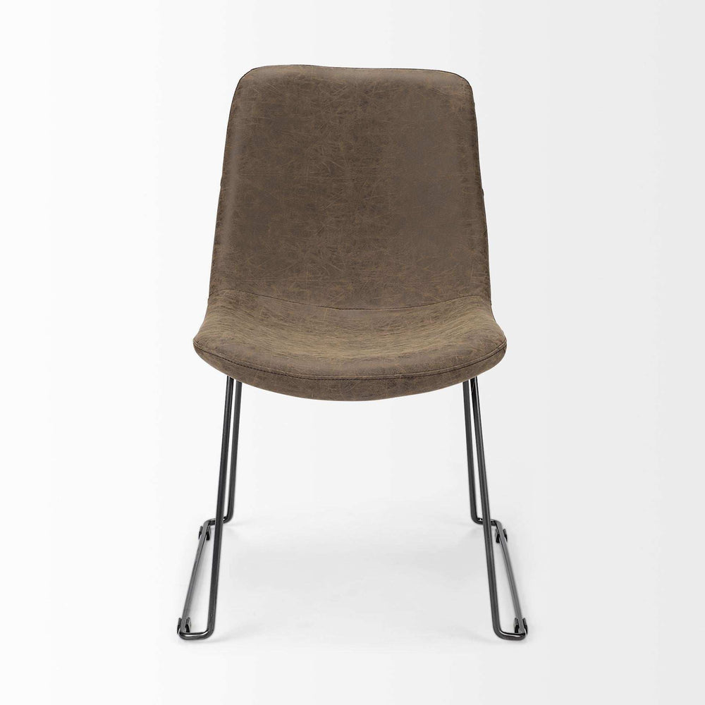 Brown And Black Upholstered Faux Leather Dining Side Chair - Homeroots - Flyclothing LLC