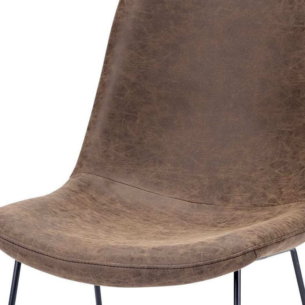 Brown And Black Upholstered Faux Leather Dining Side Chair - Homeroots - Flyclothing LLC
