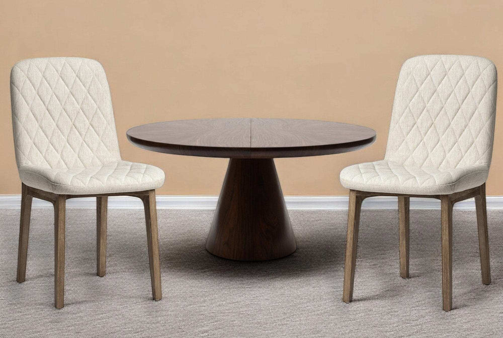 Cream And Brown Upholstered Fabric Dining Side Chair - Homeroots - Flyclothing LLC