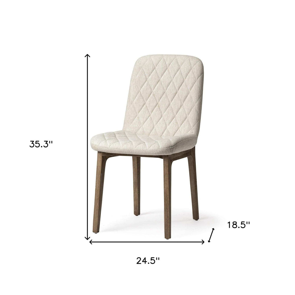 Cream And Brown Upholstered Fabric Dining Side Chair - Homeroots - Flyclothing LLC
