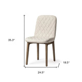 Cream And Brown Upholstered Fabric Dining Side Chair - Homeroots - Flyclothing LLC