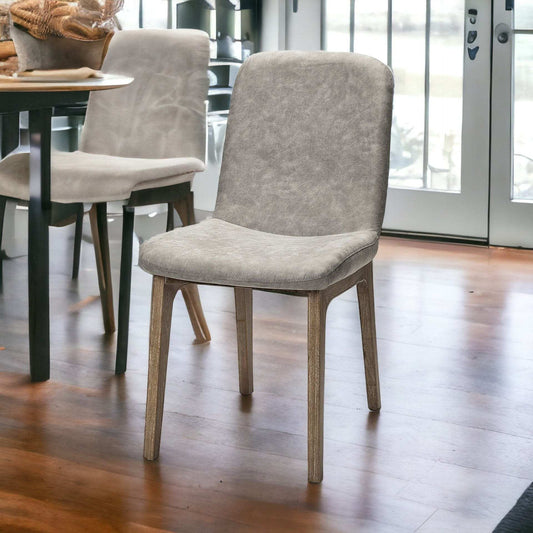 Set Of Two Gray And Brown Upholstered Fabric Side Chairs - Homeroots - Flyclothing LLC