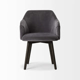Gray And Black Upholstered Fabric Dining Arm Chair - Homeroots - Flyclothing LLC