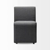 Set of Two Gray Upholstered Fabric Dining Side Chairs With Wheels - Homeroots - Flyclothing LLC