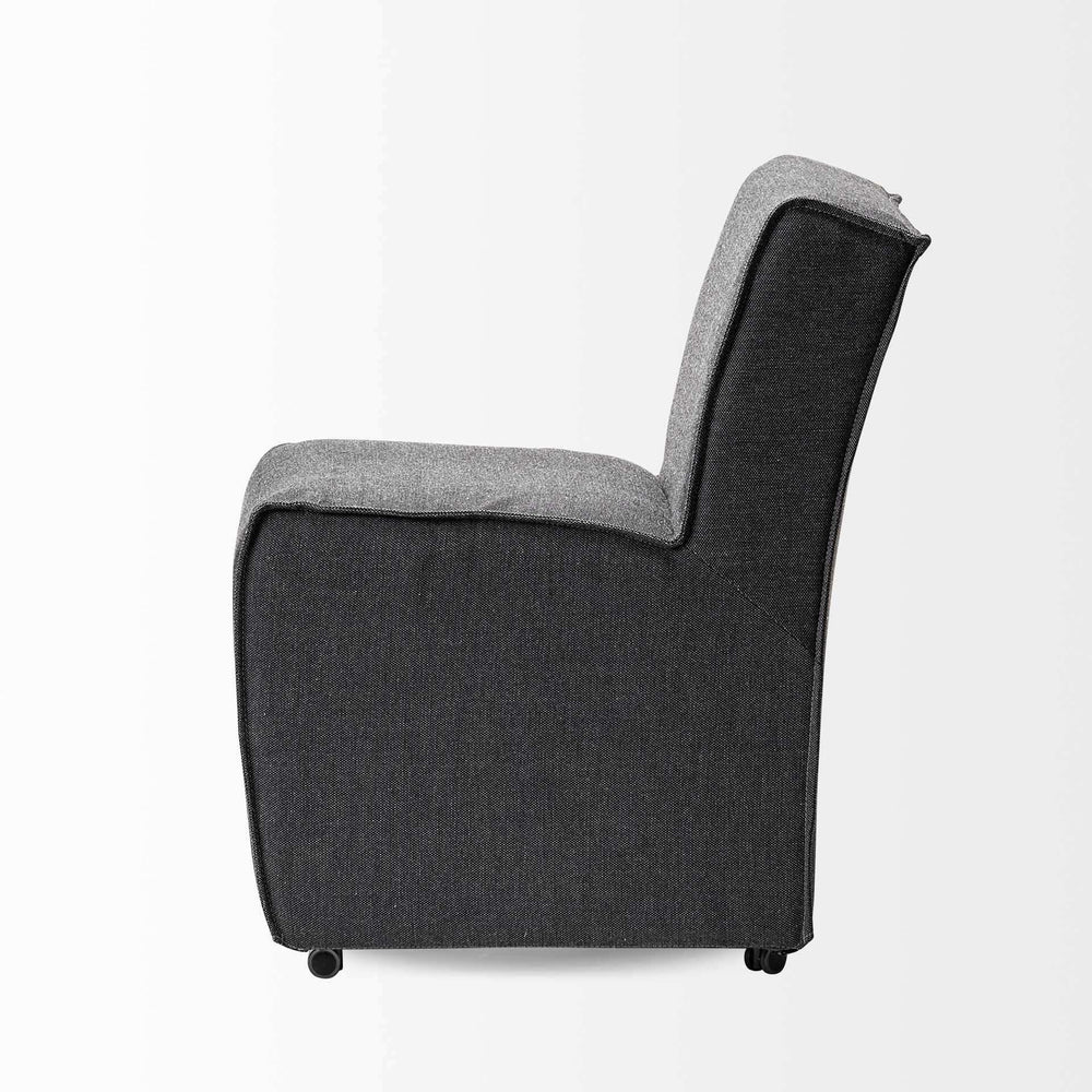 Set of Two Gray Upholstered Fabric Dining Side Chairs With Wheels - Homeroots - Flyclothing LLC