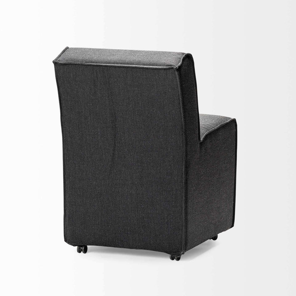 Set of Two Gray Upholstered Fabric Dining Side Chairs With Wheels - Homeroots - Flyclothing LLC