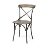 Set Of Two Brown And Gray Wood Cross Back Side Chairs - Homeroots - Flyclothing LLC