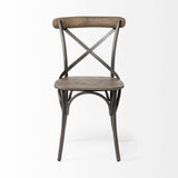Set Of Two Brown And Gray Wood Cross Back Side Chairs - Homeroots - Flyclothing LLC