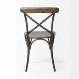Set Of Two Brown And Gray Wood Cross Back Side Chairs - Homeroots - Flyclothing LLC