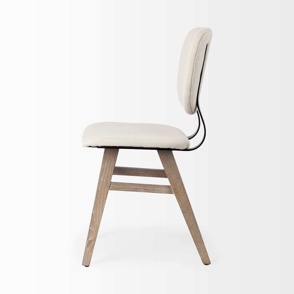 Set Of Two Cream And Brown Upholstered Fabric Open Back Side Chairs - Homeroots - Flyclothing LLC