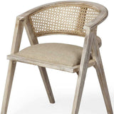 Beige And Gray Upholstered Linen Curved Back Dining Arm Chair - Homeroots - Flyclothing LLC
