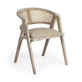 Beige And Gray Upholstered Linen Curved Back Dining Arm Chair - Homeroots - Flyclothing LLC
