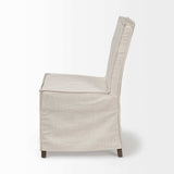 Beige And Brown Slipcovered Wood Parsons chair - Homeroots - Flyclothing LLC