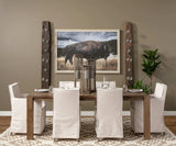 Beige And Brown Slipcovered Wood Parsons chair - Homeroots - Flyclothing LLC