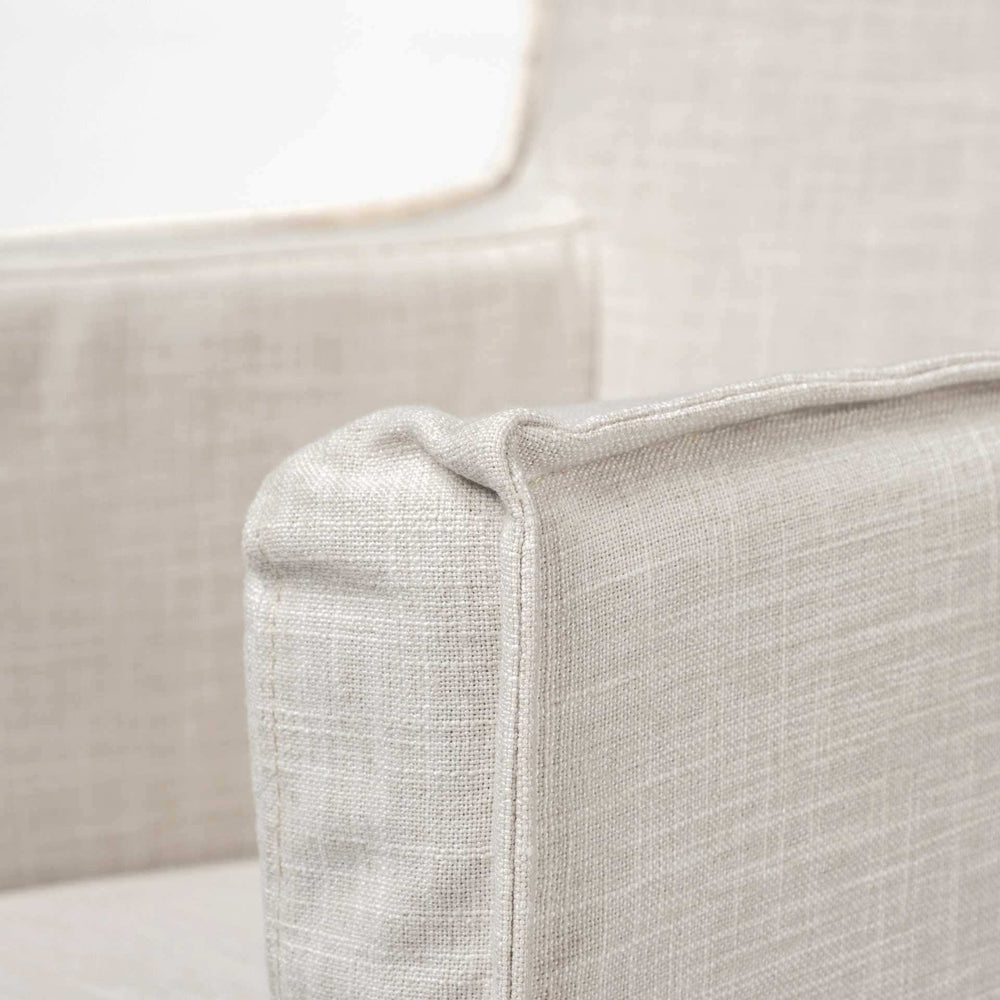 Cream And Brown Slipcovered Wood Dining Arm Chair - Homeroots - Flyclothing LLC