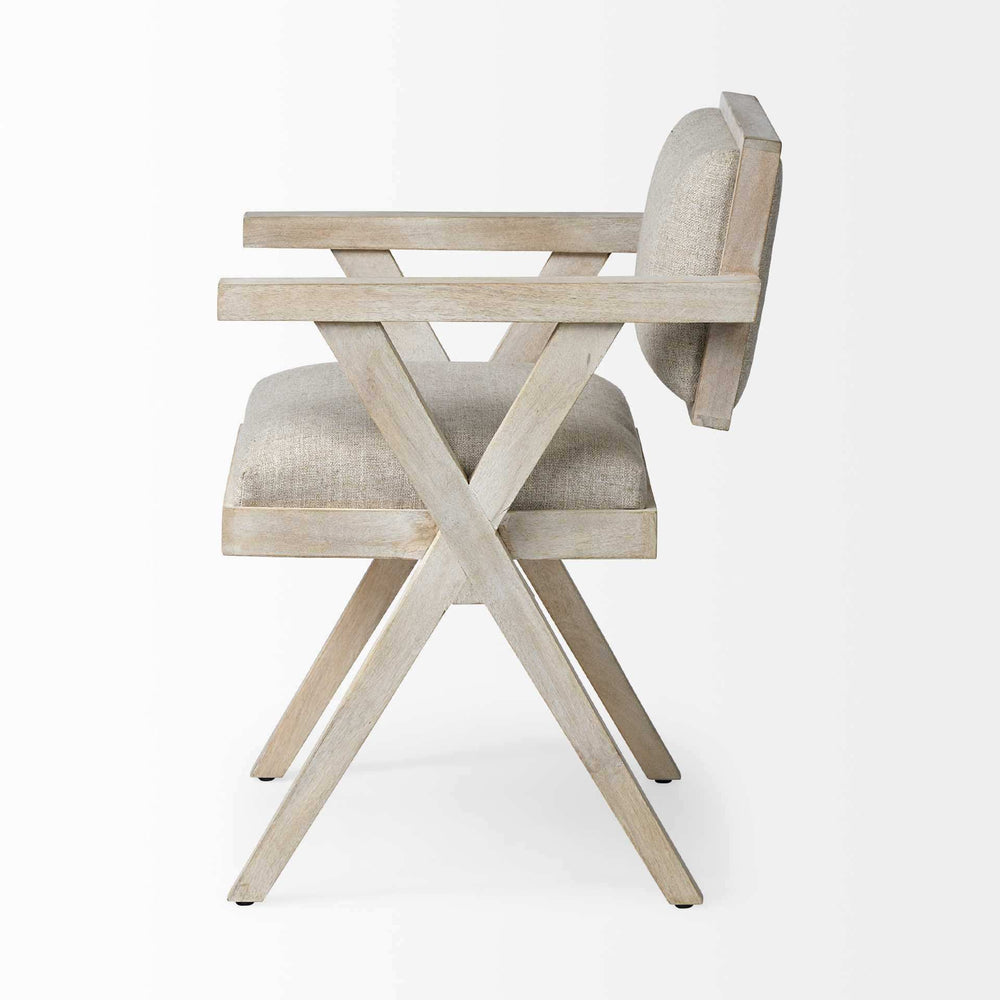 Gray Upholstered Fabric Open Back Dining Arm Chair - Homeroots - Flyclothing LLC