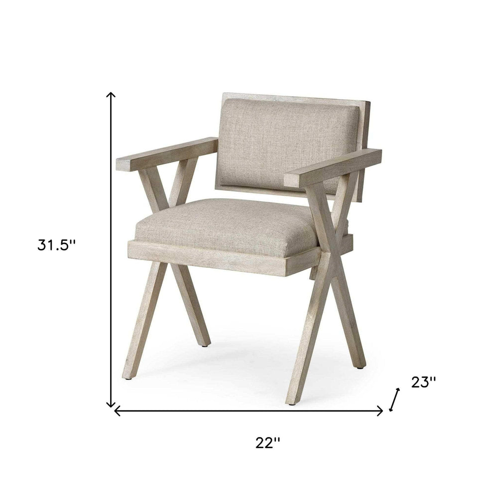 Gray Upholstered Fabric Open Back Dining Arm Chair - Homeroots - Flyclothing LLC