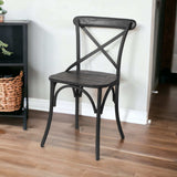 Set Of Two Black Wood Cross Back Side Chairs - Homeroots - Flyclothing LLC
