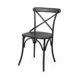Set Of Two Black Wood Cross Back Side Chairs - Homeroots - Flyclothing LLC