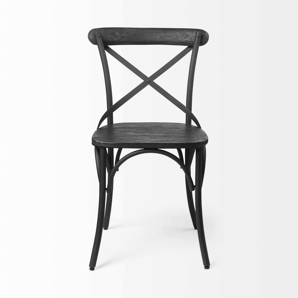 Set Of Two Black Wood Cross Back Side Chairs - Homeroots - Flyclothing LLC
