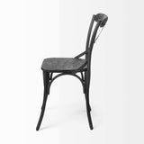 Set Of Two Black Wood Cross Back Side Chairs - Homeroots - Flyclothing LLC