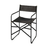 Black Leather Metal Open Back Dining Arm Chair - Homeroots - Flyclothing LLC
