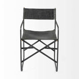 Black Leather Metal Open Back Dining Arm Chair - Homeroots - Flyclothing LLC