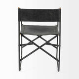 Black Leather Metal Open Back Dining Arm Chair - Homeroots - Flyclothing LLC