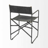 Black Leather Metal Open Back Dining Arm Chair - Homeroots - Flyclothing LLC