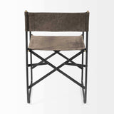Brown And Black Leather Metal Open Back Dining Arm Chair - Homeroots - Flyclothing LLC